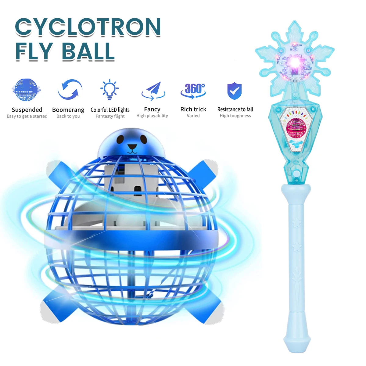 

Happy Pro Flying Ball Spinner Toy Hand Controlled Drone Helicopter 360 Spend Rotating with Light Kids Best Gift Mini UFO