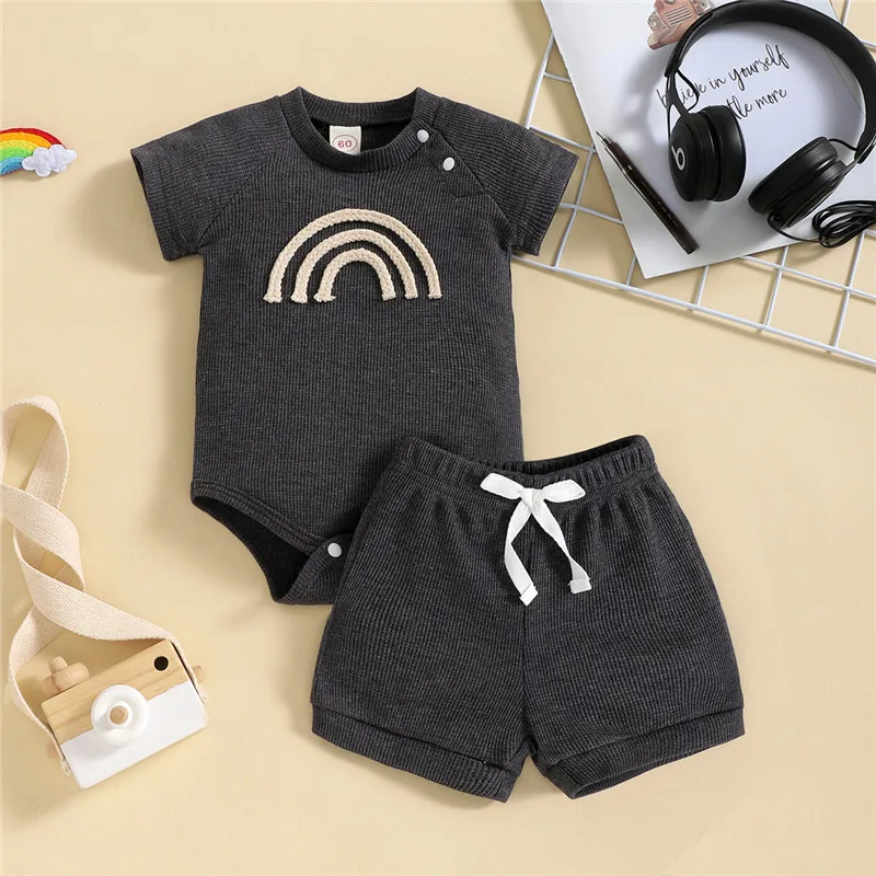 Летняя Повседневная Одежда для новорожденных мальчиков и девочек трикотажный