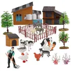 Мини фигурки животных, 12 шт., искусственная ферма, искусственная ферма, моющийся ПВХ, ферма, сарай, игрушечный набор животных