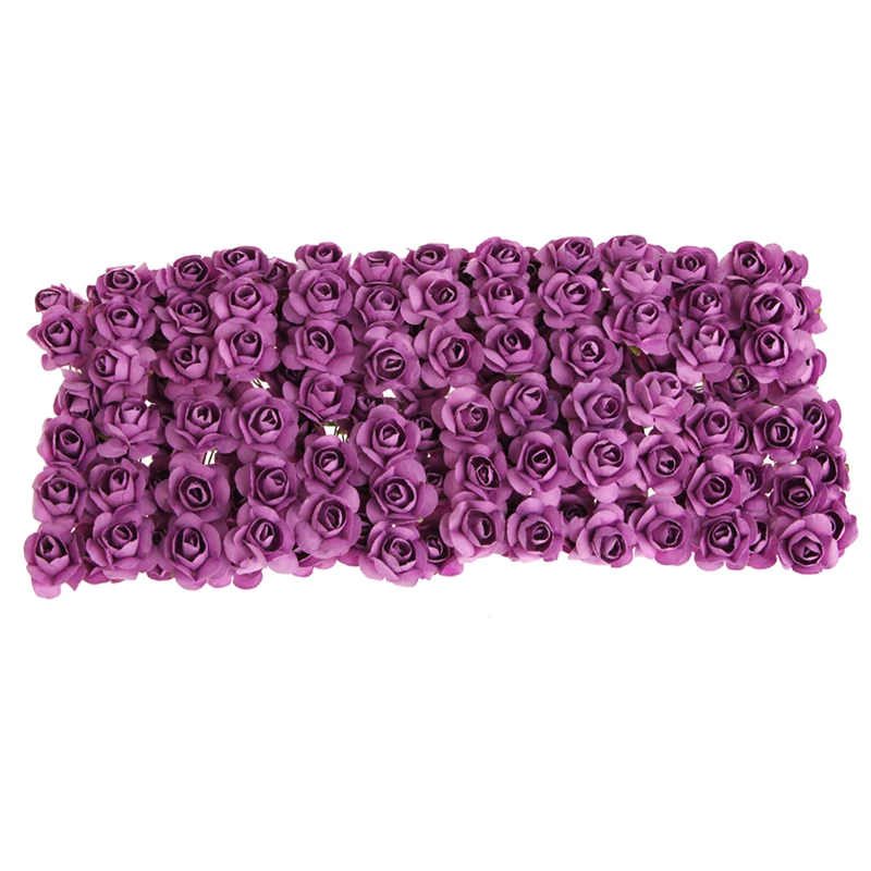 

2021 New 144pcs DIY Rose Mini Artificial Flowers Bouquet Solid Color Wedding Decoration