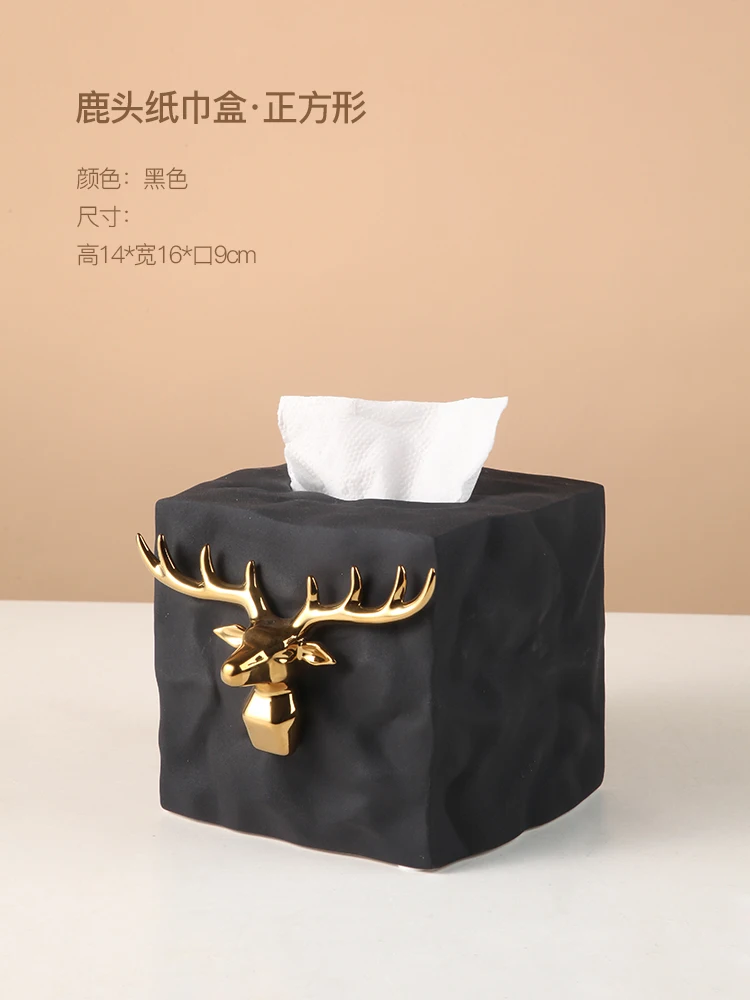 

European Luxury Tissue Box Ceramics White Rectangle Tissue Box Modern Simple Servethouder Home Decoration Accessories AE50ZJ