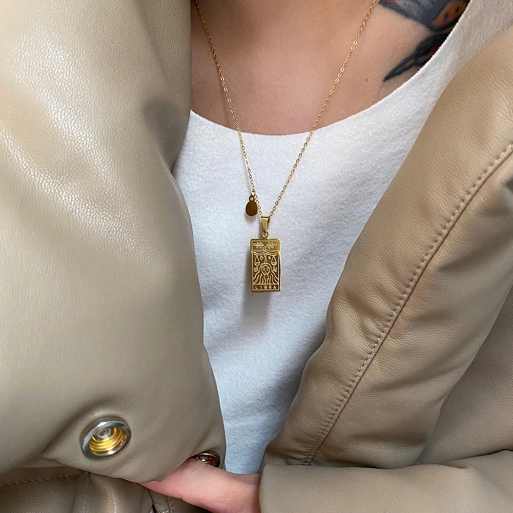 Женское винтажное ожерелье с 12 созвездиями колье из золотой нержавеющей стали