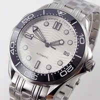 41mm sapphire glass transparent back steel strap ceramic bezel nh35 automatic movement mens watch