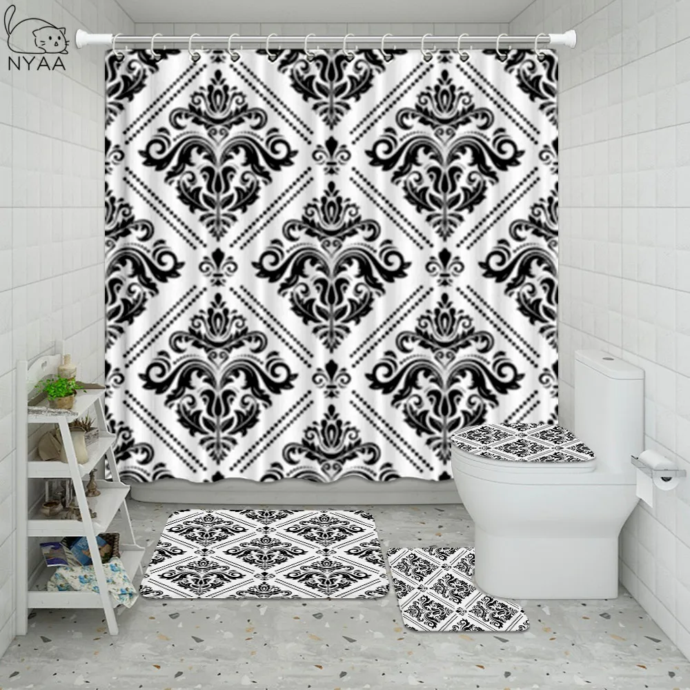 NYAA ткань набор занавесок для душа в полоску стиле барокко Серебряный Античный