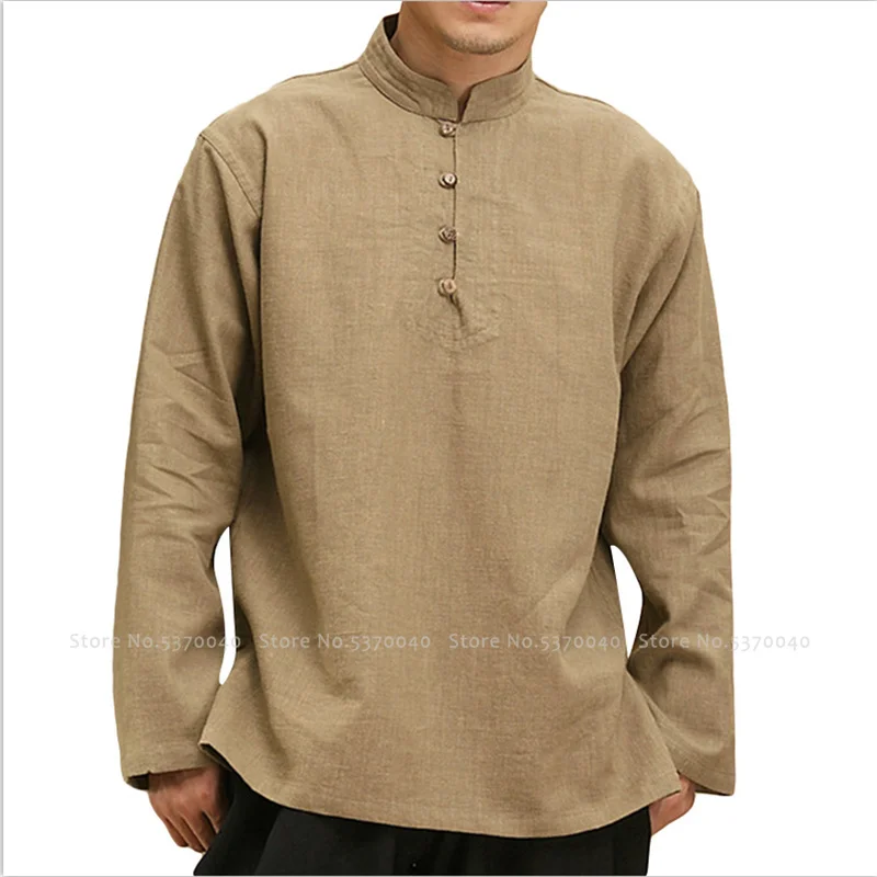 Китайский стиль Тан костюм Hanfu топы мужские осенние футболки Мусульманский