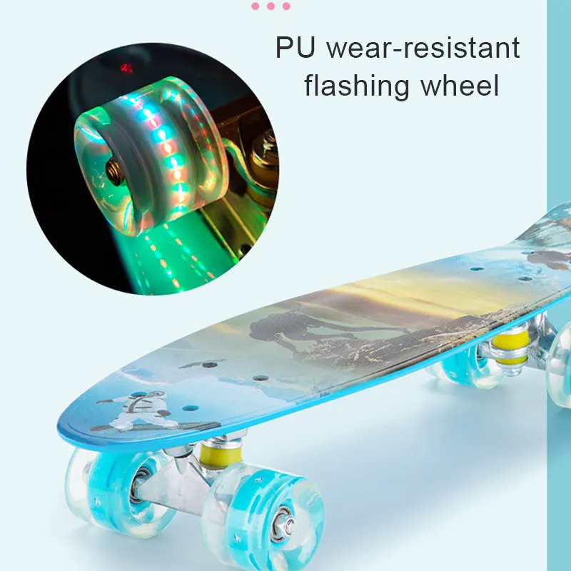 

New Complete Skateboards 22.4 Inch Mini Cruiser Skateboard with PU Wheels for Beginners Girls Boys Teens Youths N66