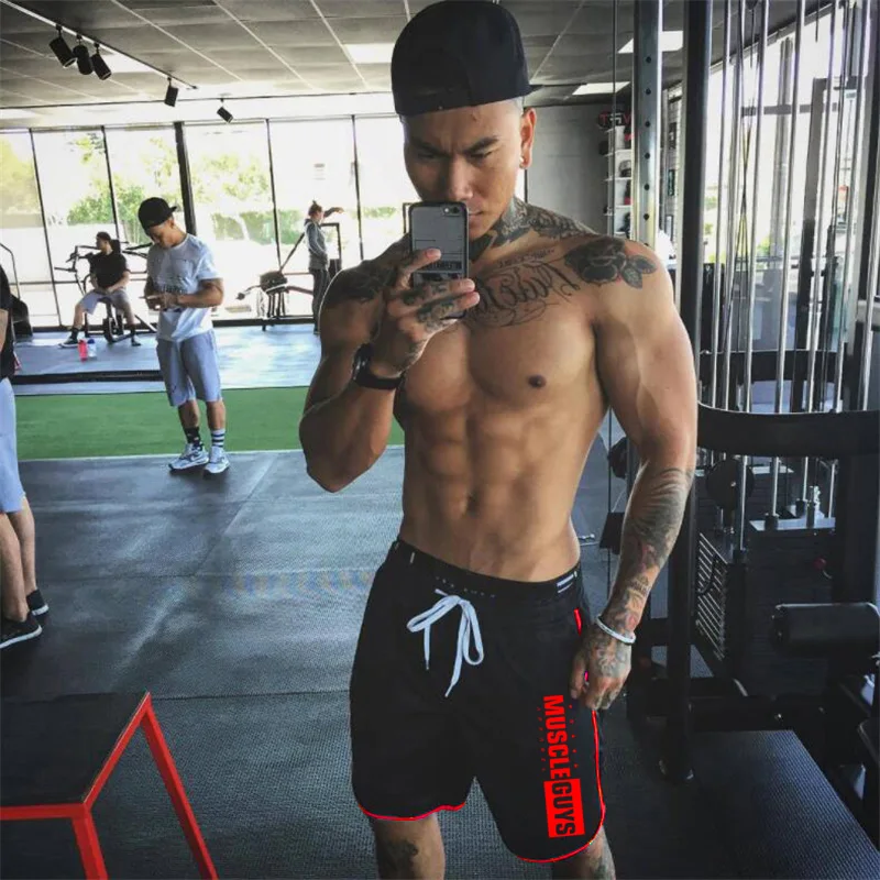 Шорты muscleboys мужские спортивные сетчатые короткие брюки штаны для бодибилдинга и