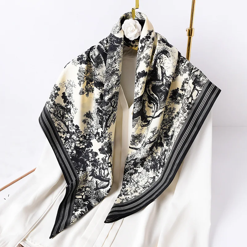 Шарф с принтом животных джунглей Роскошный дизайнерский шарф квадратный