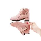 Детские осенние ботинки, детская обувь, черные ботинки для девочек, модная замшевая обувь до щиколотки на высоком каблуке, ботинки 2021, 3, 5, 7, 9, 12 лет