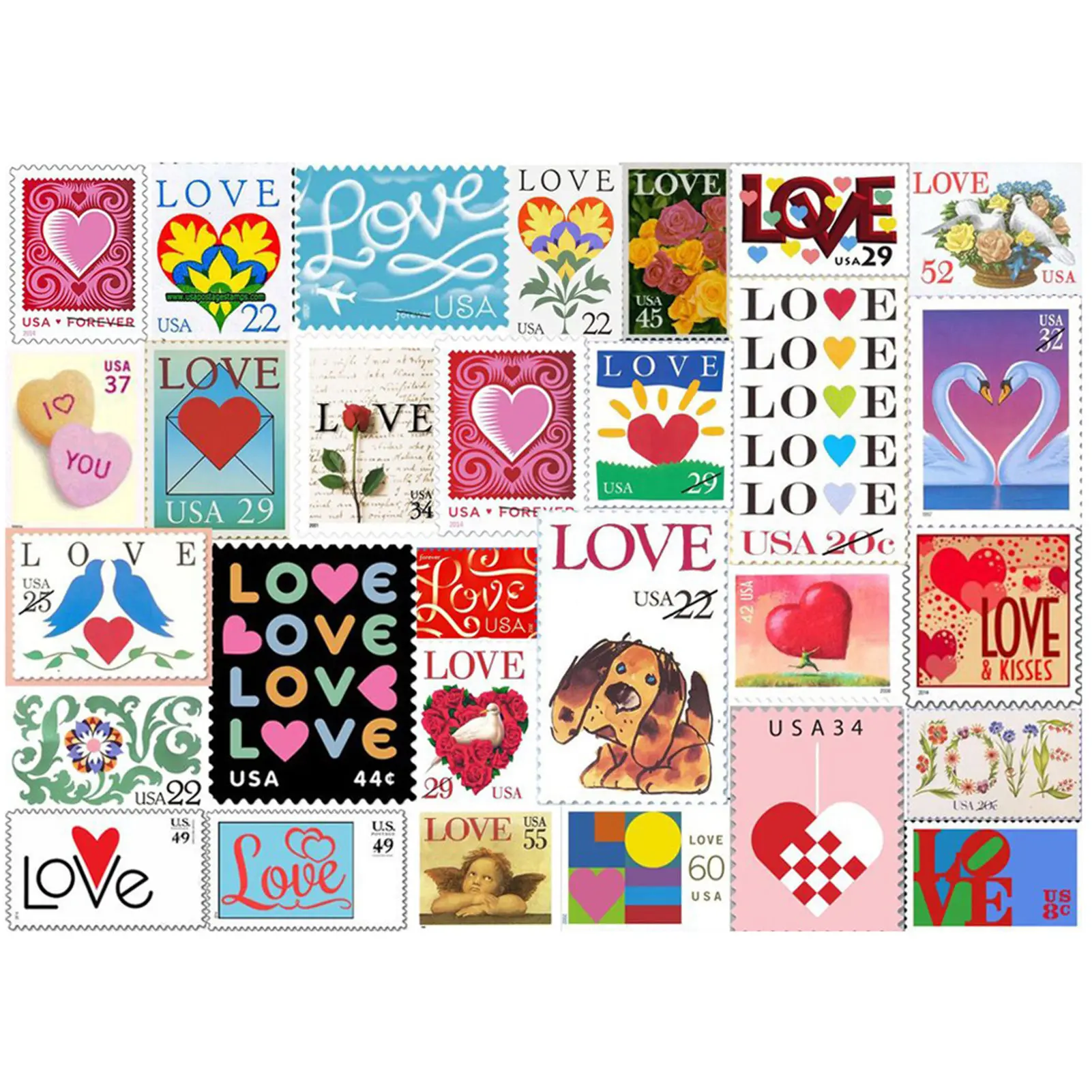 

Love Stamps Jigsaw Puzzle 500/1000 Pieces Brain Exercise Puzzle Game for Couple Easy to Collect jlrr