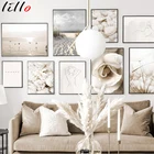 Картина на холсте, с изображениями одуванчиков, заката, птиц, пляжа, травы, скандинавских цветов, настенный художественный плакат