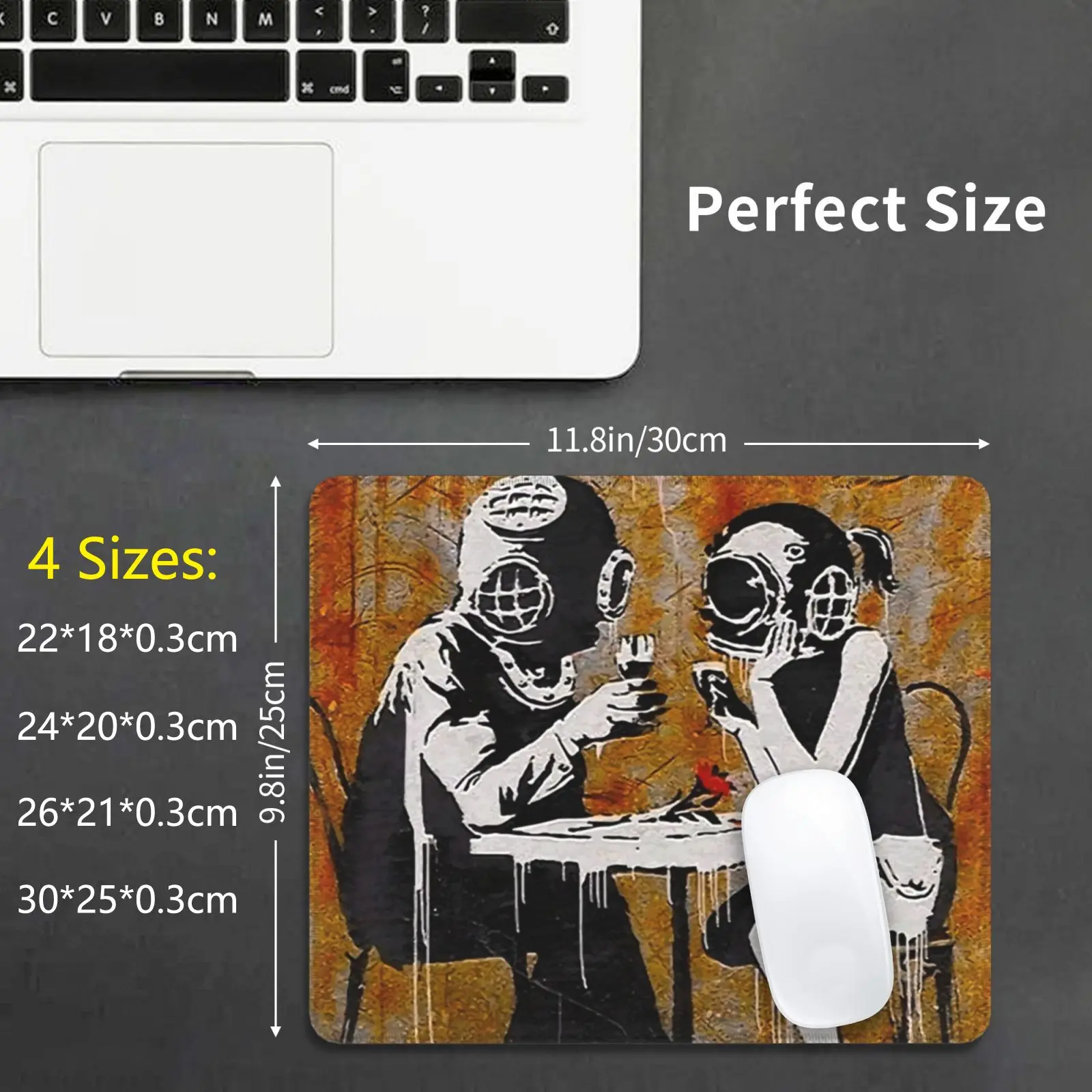 Коврик для мыши с принтом Бэнкси дайвер парные шлемы уличное искусство граффити