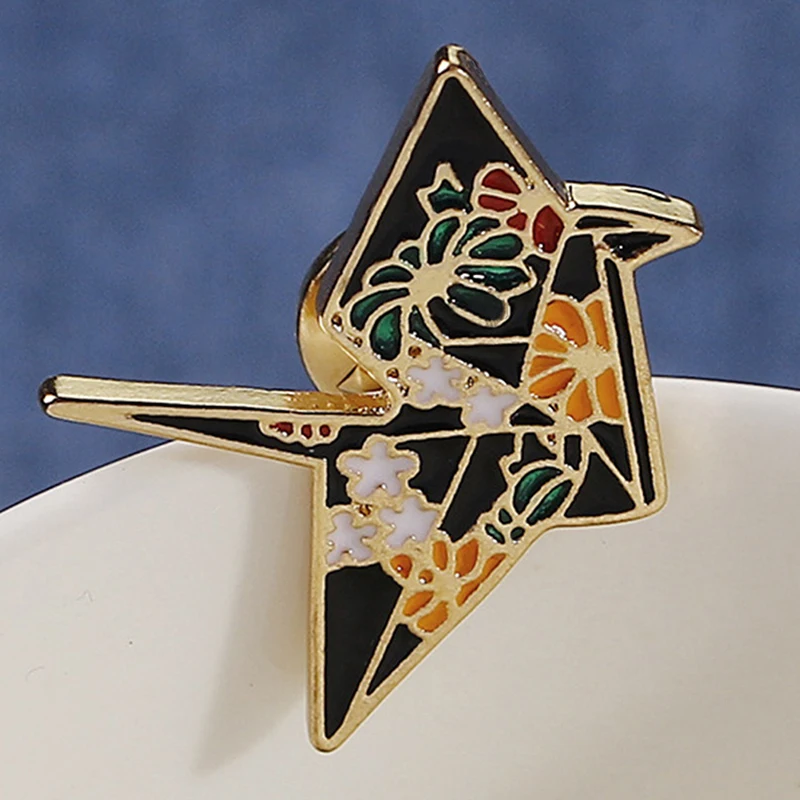 Элегантные печатные тысячи бумажных журавлей эмалированные булавки броши