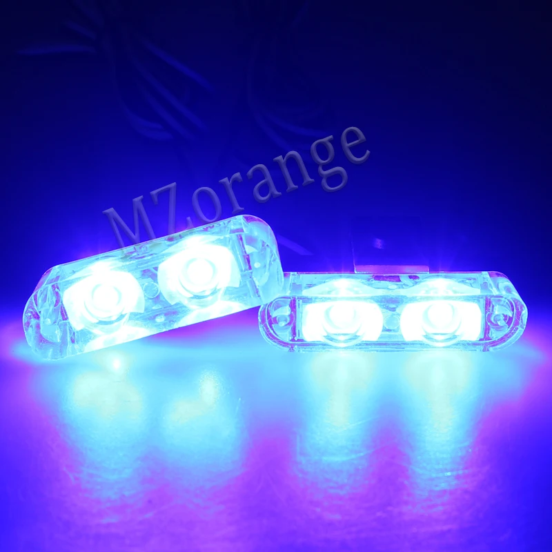 Высокая яркость 12 В 2X2 4LED Красный/Синий Желтый автомобиль полицейский стробоскоп вспышка светильник авариПредупреждение 3 мигающий противотуманный светильник s Стайлинг автомобиля - Цвет: Синий