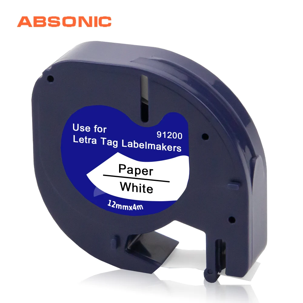 Absoonic 12 мм бумага белая 91200 Repalce Dymo LetraTag заправки 91330 91220 этикетка лента совместима с
