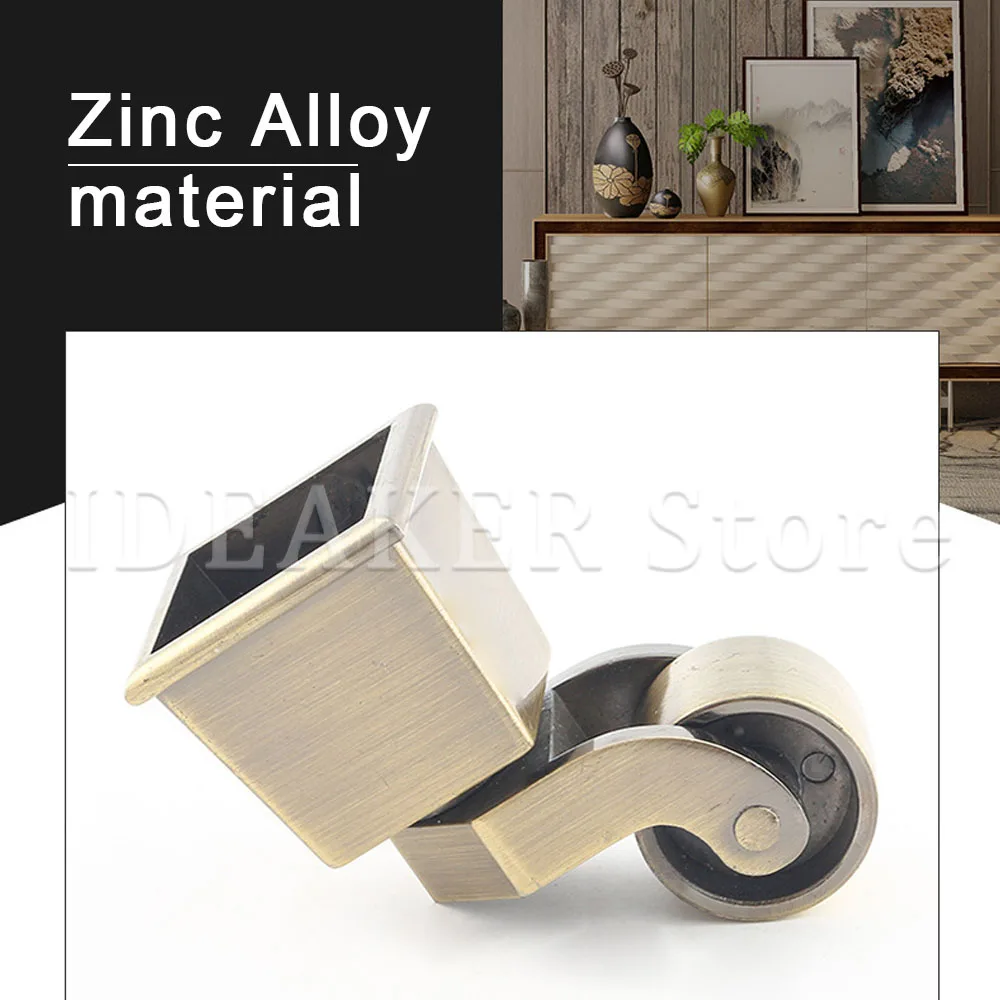 

Zinc Alloy Swivel Caster Wheels Square Cup Silent Wheel Heavy Duty Furniture Leg Caster Wheel For Sofa Cabinet Workbench
