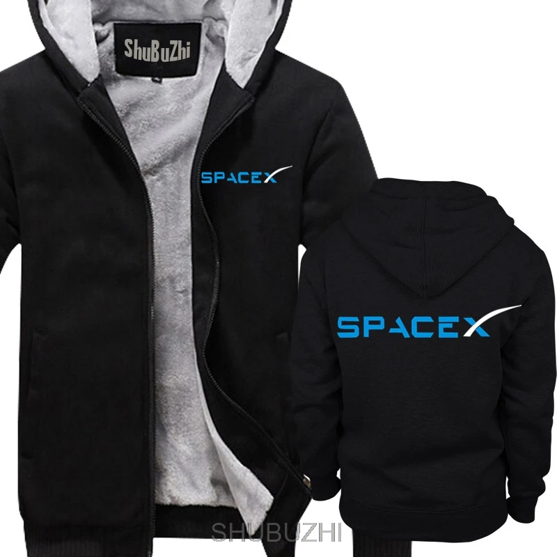 thick black SPACEX SPACE X SPACE-X ELON MUSK FAN SPACE SCIENCE худи с логотипом FALCON мужские плотные толстовки теплое пальто sbz4464 - Цвет: thick black