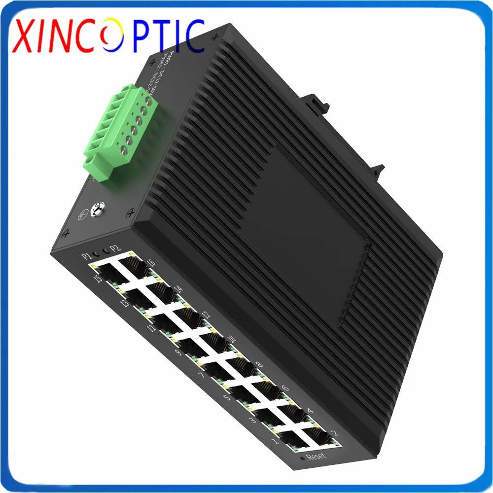 16RJ45 16*10/100Base-T IP40 промышленный Ethernet коммутатор гигабитный 16 портов RJ45 мини PoE |