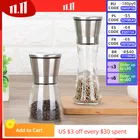 Мельница для специй со стеклянным корпусом, 1 шт., модная мельница из нержавеющей стали для соли и перца, кухонные аксессуары, портативный инструмент для приготовления пищи