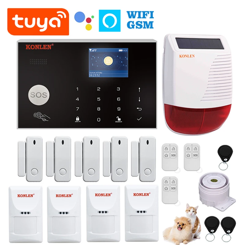 Умная GSM система сигнализации KONLEN WIFI Tuya для домашней безопасности беспроводной