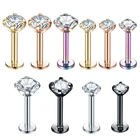 Серьга-гвоздик для губ со стальным кристаллом, 16 г, 1 шт.