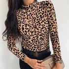 Женские блузки 2019, модная рубашка с длинным рукавом и леопардовым принтом, офисная блузка, приталенные повседневные топы, женская одежда, рубашки для вечеринок, футболка
