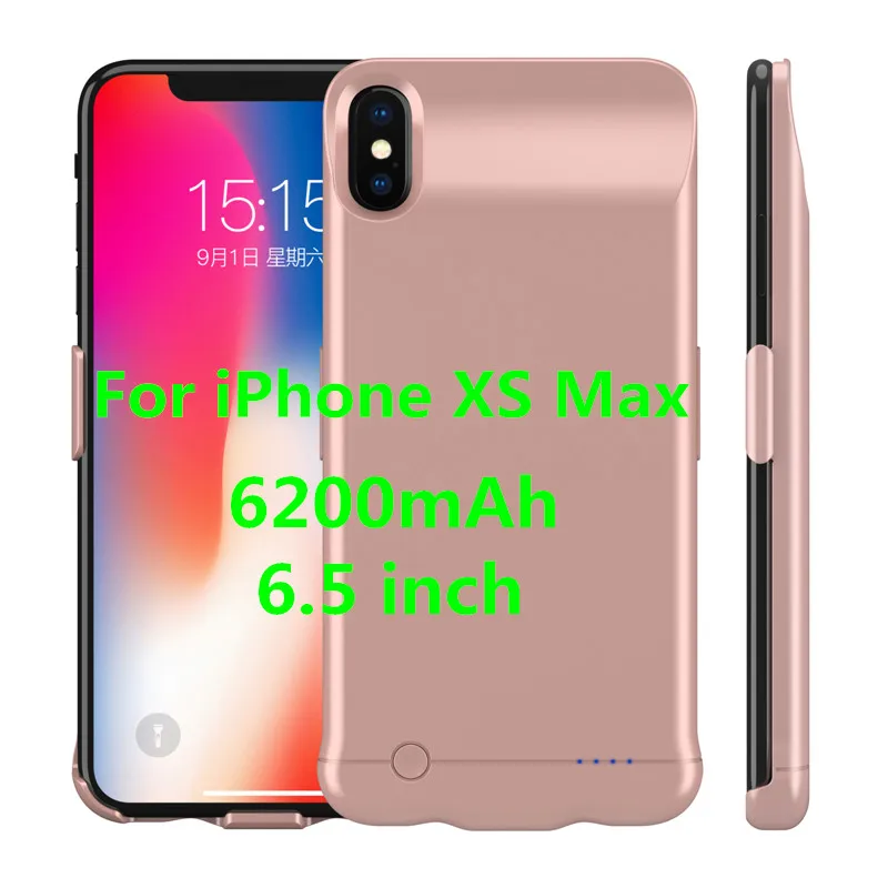 Rose Gold for Xs Max 6200 мАч чехол для зарядного устройства для iPhone XS Max power чехол 5200 мАч портативный резервный внешний аккумулятор чехол для iPhone XR чехол для зарядки - Цвет: Rose Gold for Xs Max