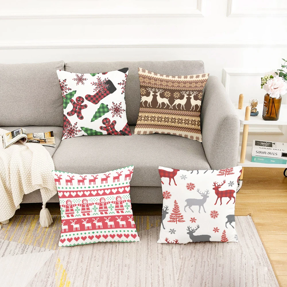 

New Christmas Decorative Pillowcase Double-Sided Printing Pillow Cover Holiday Party Home Sofa Chair Bed Body Throw Pillow Case