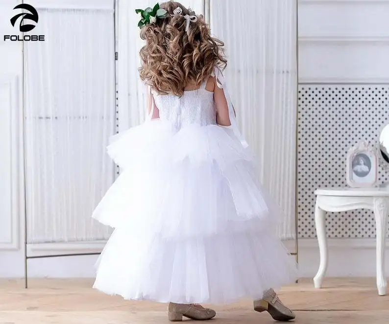 Белый Платья для младенцев с фатиновой юбкой подростков подружки невесты