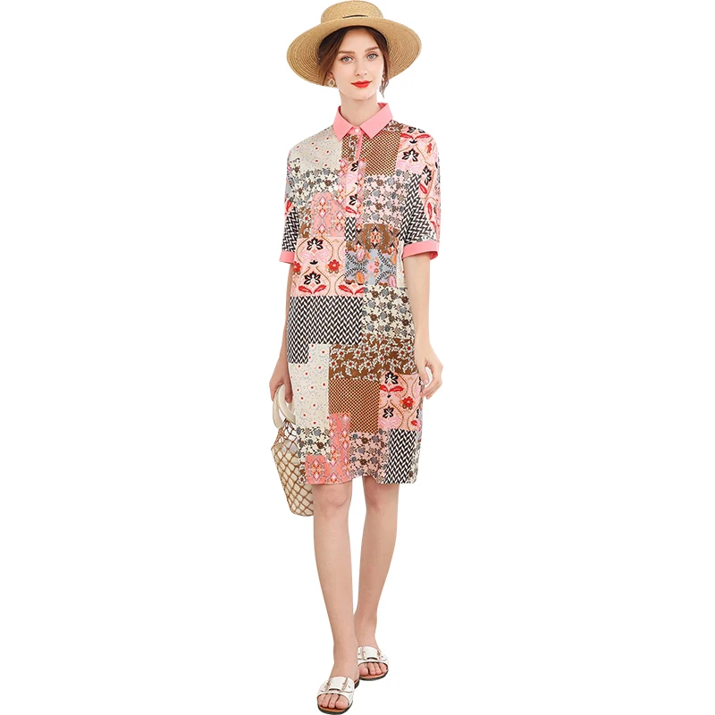 

- make Europe and the United States the new leisure print dress show thin loose five minutes long sleeve shirt skirt