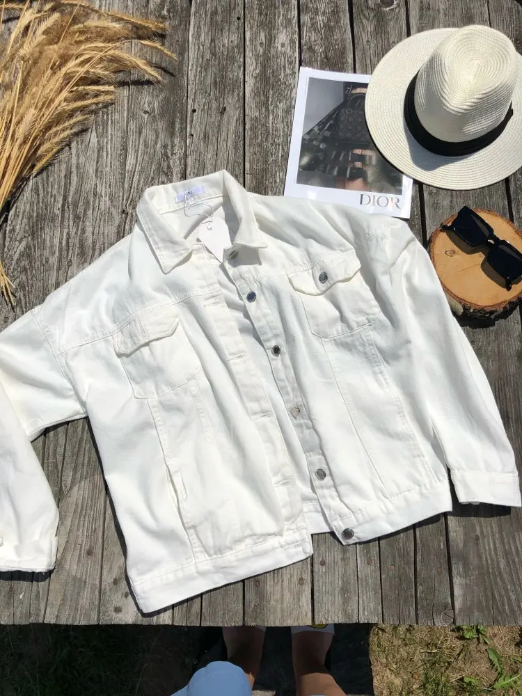 Женская ВИНТАЖНАЯ ДЖИНСОВАЯ КУРТКА Harajuku свободная однотонная куртка с музыкой