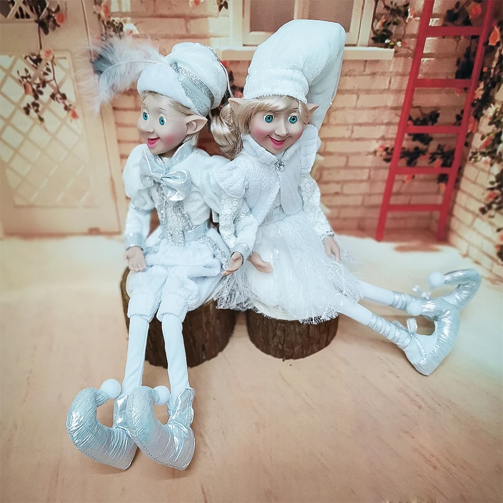 

A Set Big Size Elf Couple Navidad New Year Gift Plush Xmas Garden Decoration Kids Tree Hanging Ornaments Christmas Children Toys