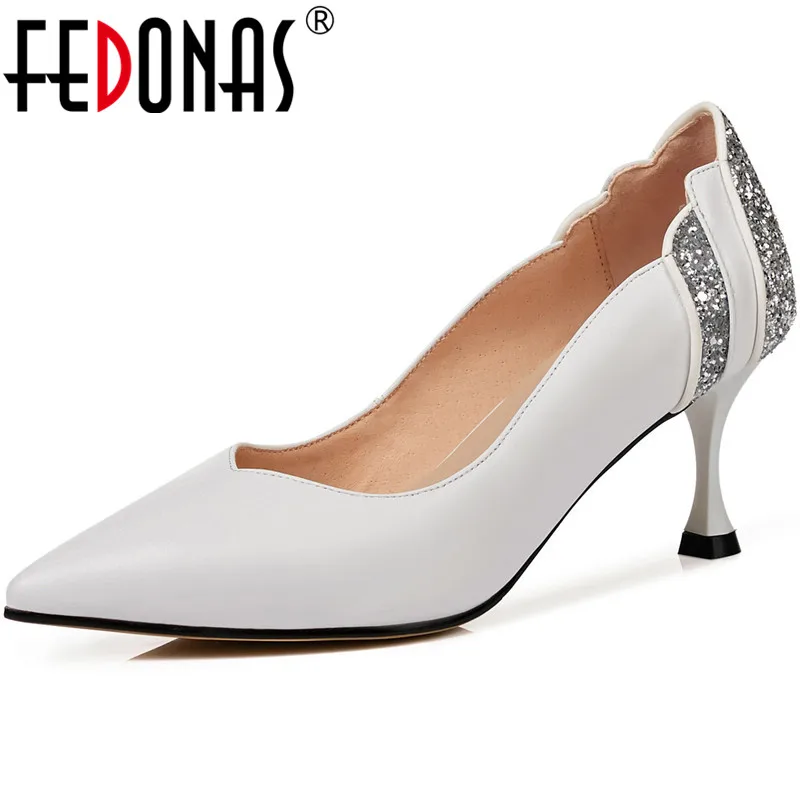 

Женские туфли с острым носком FEDONAS, черные туфли на высоких каблуках, с острым носком, на лето 2019