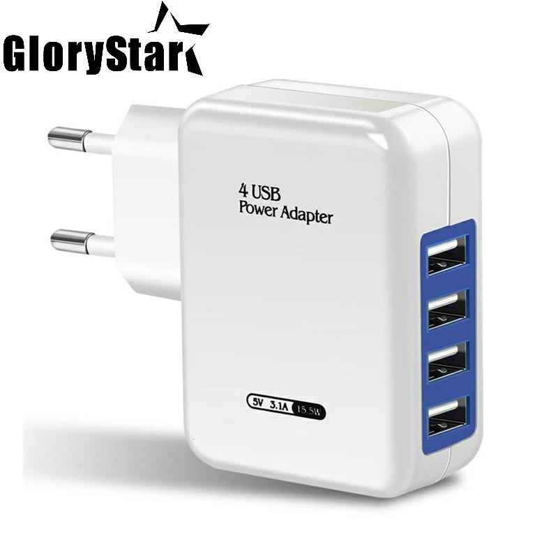 4Ports USB Smart Charger EU Plug Multiple Wall Adapter Mobile Phone Device 5V 3A Charge Fast Charging For iPhone Android tpye c |