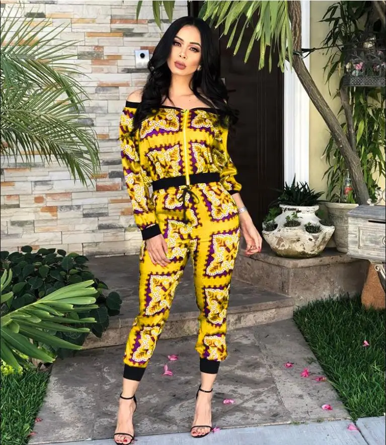 2019 Новая модная африканская одежда для Леди Топ dashiki и брюки костюм платье