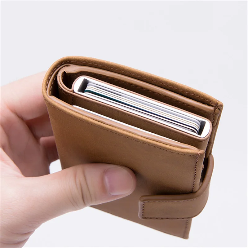 Pu leather Automatic Card Wallet RFID Holder Minimalist Men Credit Box Blocking holder Package |