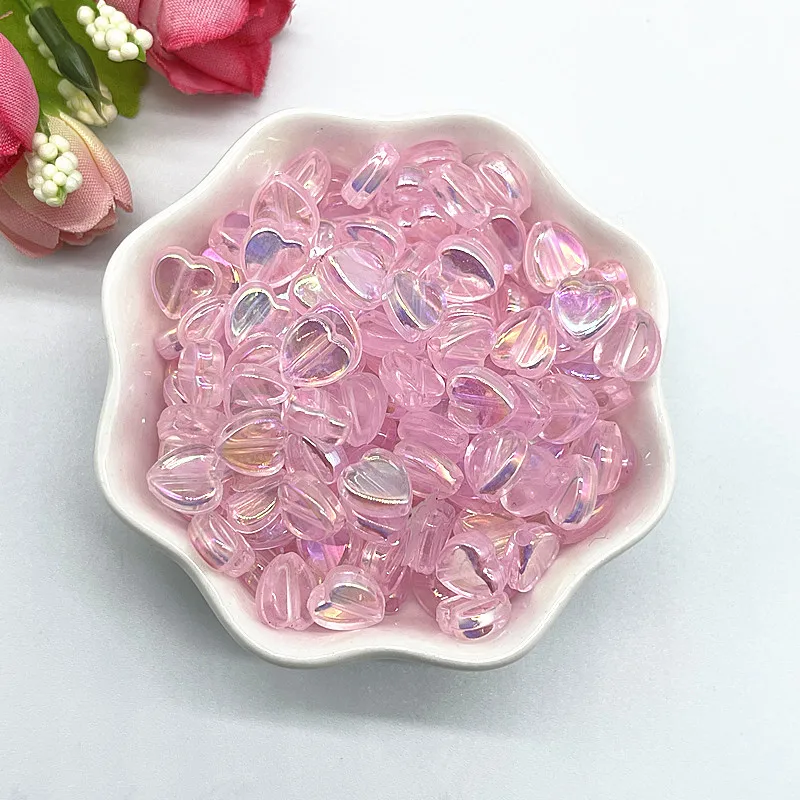 

100pcs 8mm AB Colour Heart Shape Acrylic Beads Loose Spacer Beads for Jewelry Makeing DIY Handmade Bracelet