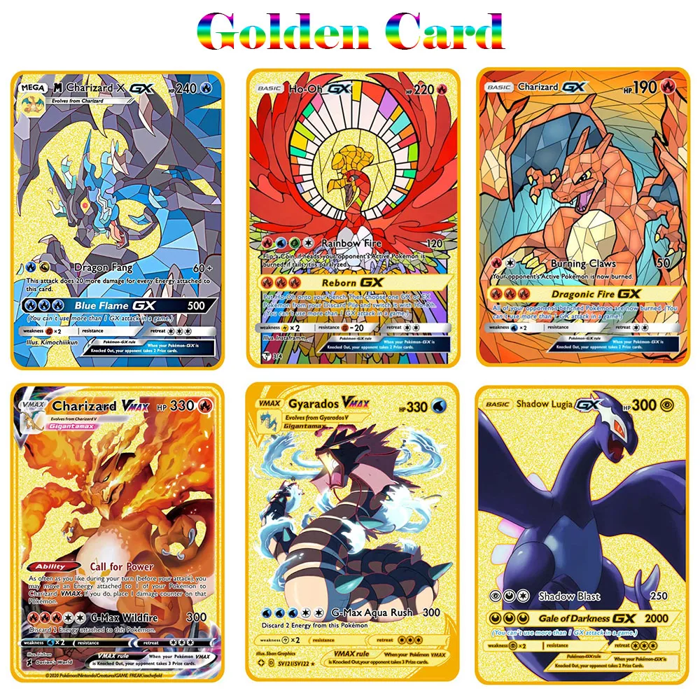 Pokemon Metal Cards DIY Card Пикачу Чаризард Golden Limited Edition Kids Gift игровая коллекция карт |