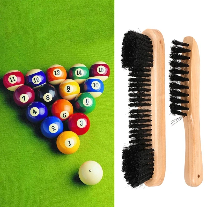 

Wooden Billiards Pool Table and Rail Brush with Billiard Cue Shaft Slicker Snooker Cloth Cleaner