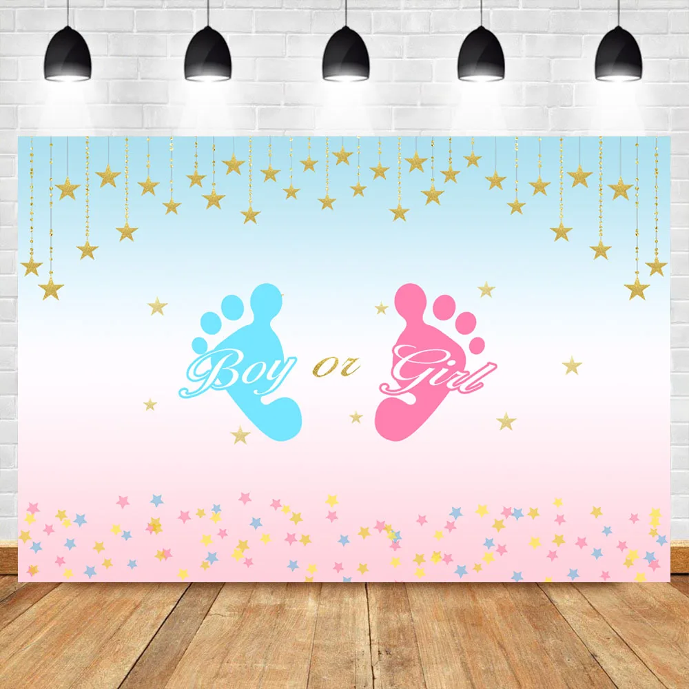 

Mocsicka пол раскрываемый ребенок душ Фото фоны маленькая звезда Синий Розовый след ребенка пол сюрприз фотография фон