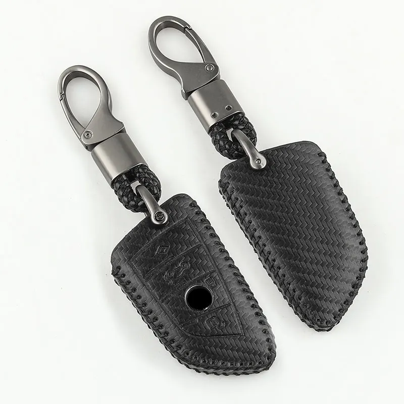 

Leather Car Key Case Cover Shell Protector For BMW X1 X3 X5 X6 Series 1 2 5 7 F15 F16 E53 E70 E39 F10 F30 G30 Remote Keychain