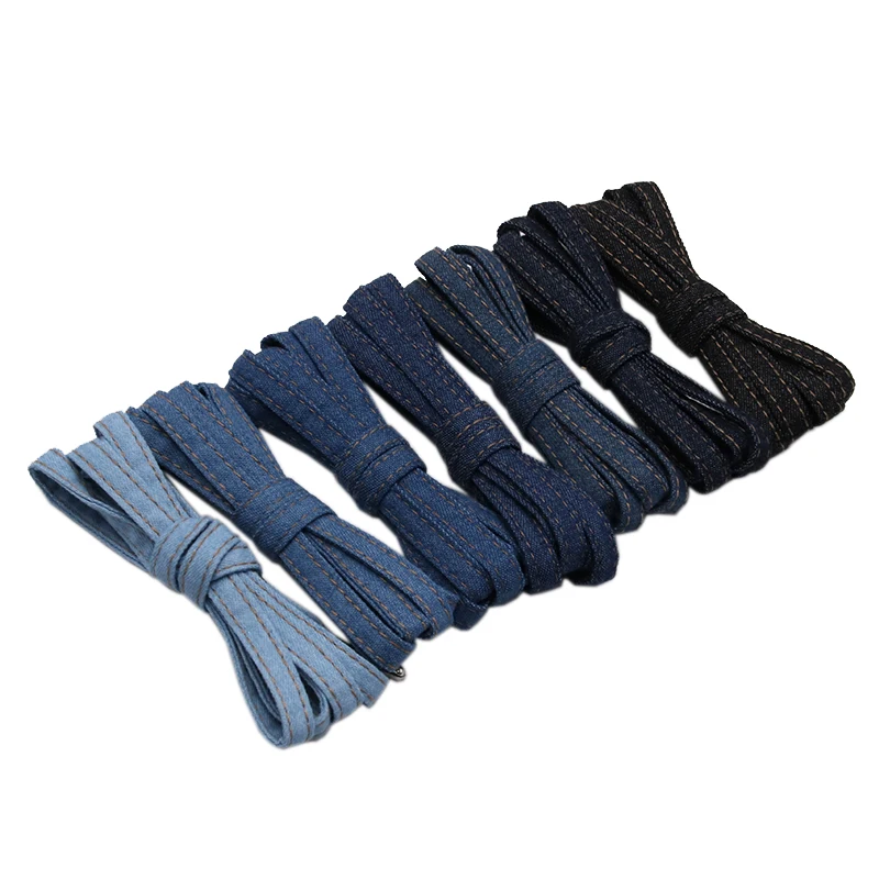 

Coolstring 8mm Premium Flat Denim Shoelaces Metal Aglet Classic Laces Customize Your Kicks Blue Black Shoestrings For Sneakers