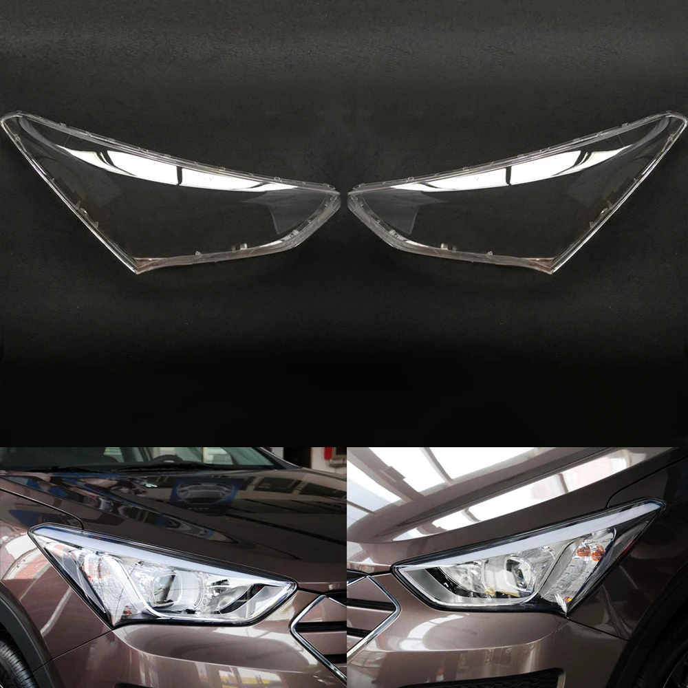 Для hyundai SantaFe IX45 фары объектив автомобиля фары крышка прозрачное стекло Передняя Авто оболочка Крышка - Цвет: A Pair