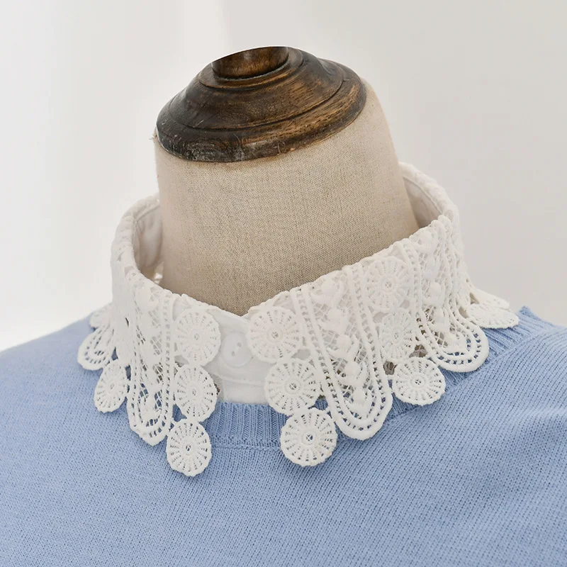 

Linbaiway Fashion Black White Lace Fake Collars for Women Shirt Detachable Collars Floral Hollow False Collar Shirt Fake Collar