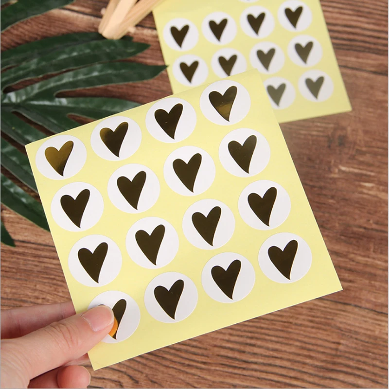 

1600pcs round golden love Stickers Hot Stamping decoration Cake Packaging Stickers Scrapbooking Labels free shipping