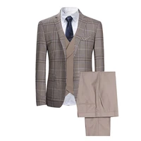2020 new arrival beige there piece mens suit suits for groom best man business dinner wedding prom dress jacketpantsvest