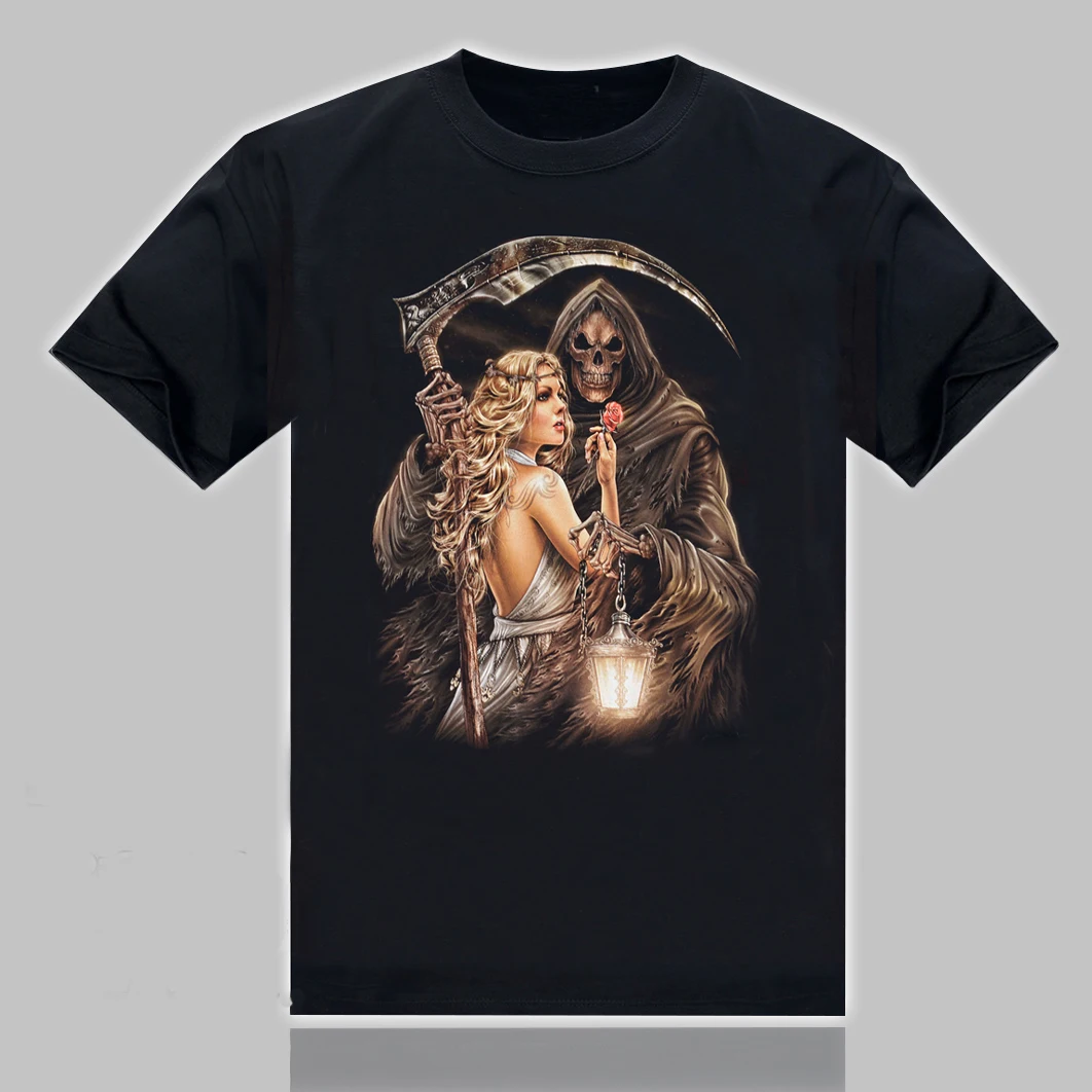 

Beauty and Death T-Shirt Cotton Round Neck Short Sleeve High Street Fashion Men's T Shirt