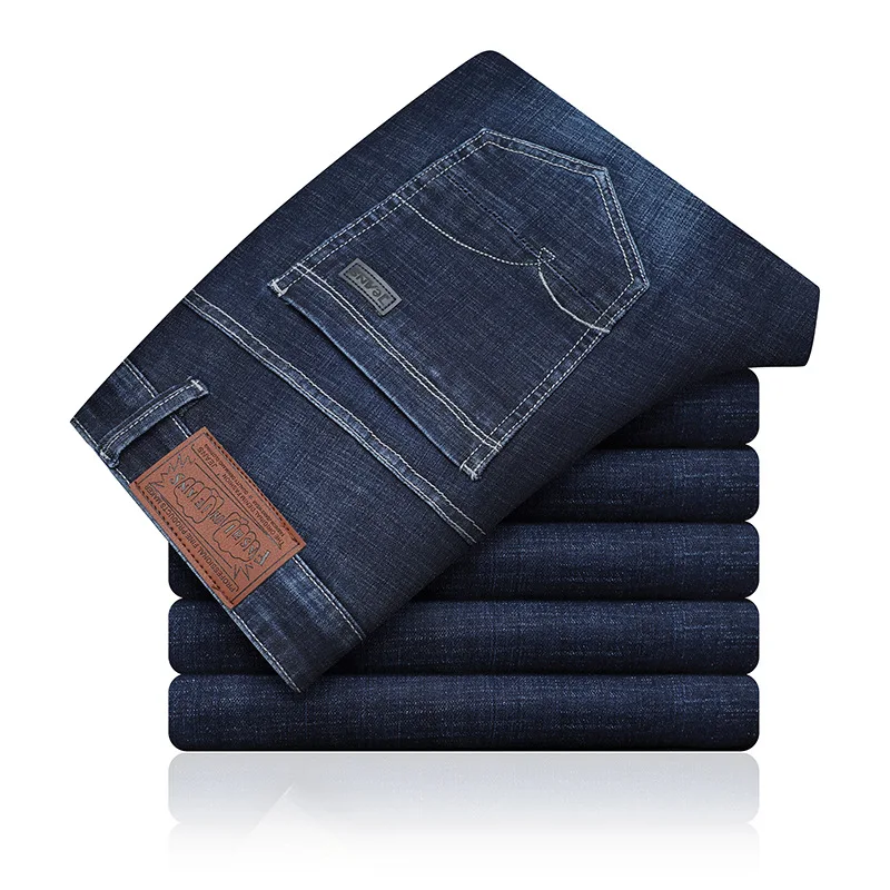 

Spring Summer Men's Business Casual Jeans Fashion Brand Stretchable Denim Pants Male Classical Skinny Slim Fit Straight Trousers