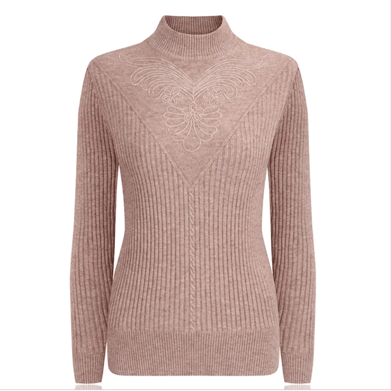 Свитера для матери среднего возраста плюс бархатная теплая вязаная джемпер