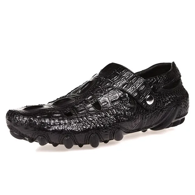 

2020 Mens Casual Shoes Genuine Leather Men Crocodile Silp on Sneakers Driving Coffee Soft Black Summer shoes male weeding shoes